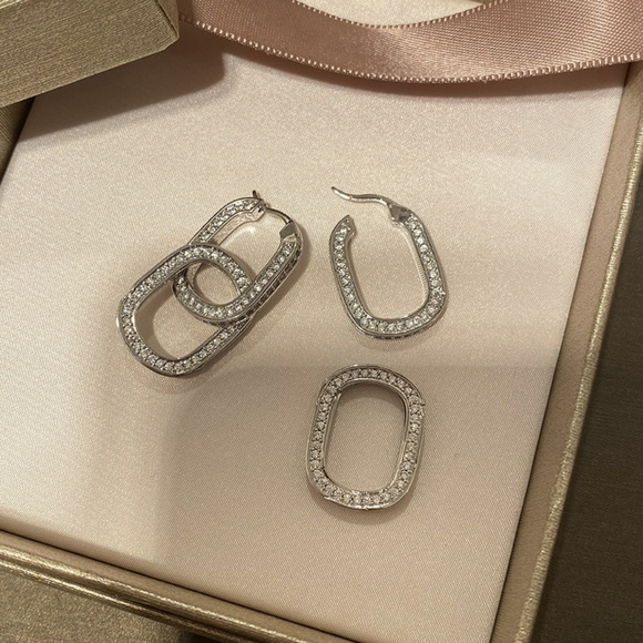 Platinum plated earrings - Picture 5 of 5